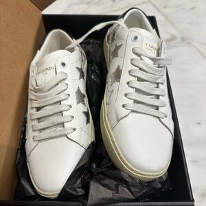 YSL White and Silver Star Sneakers